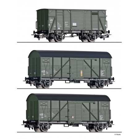 Набір із 3-х вантажних вагонів “Bauzugwagen” DR Tillig 70050